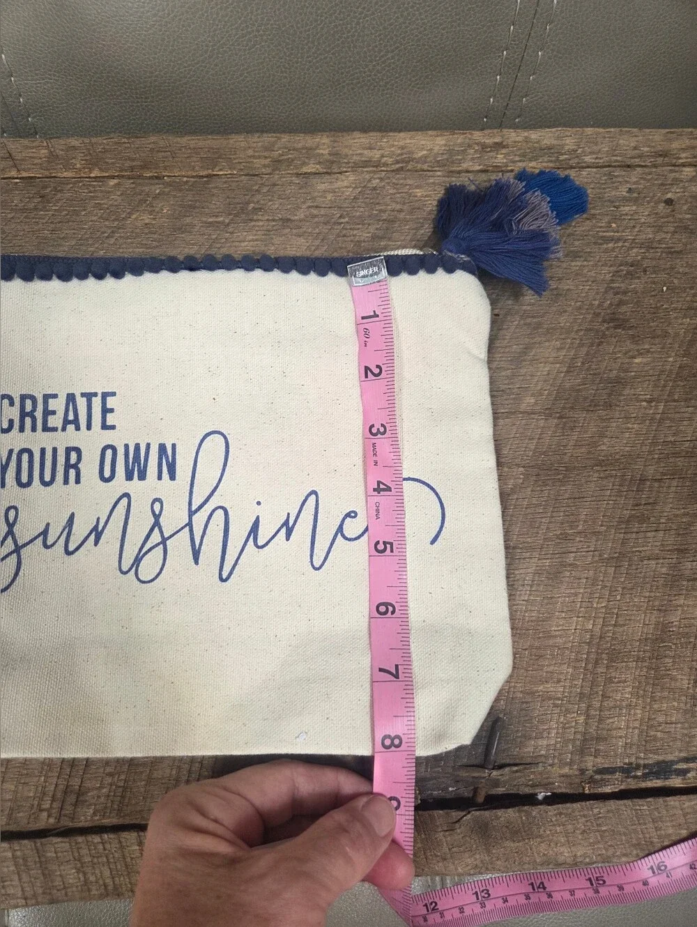 NWT Canvas Cosmetic Pouch Create Your Own Sunshine Cute BagTassel Trim 8x10 B1L